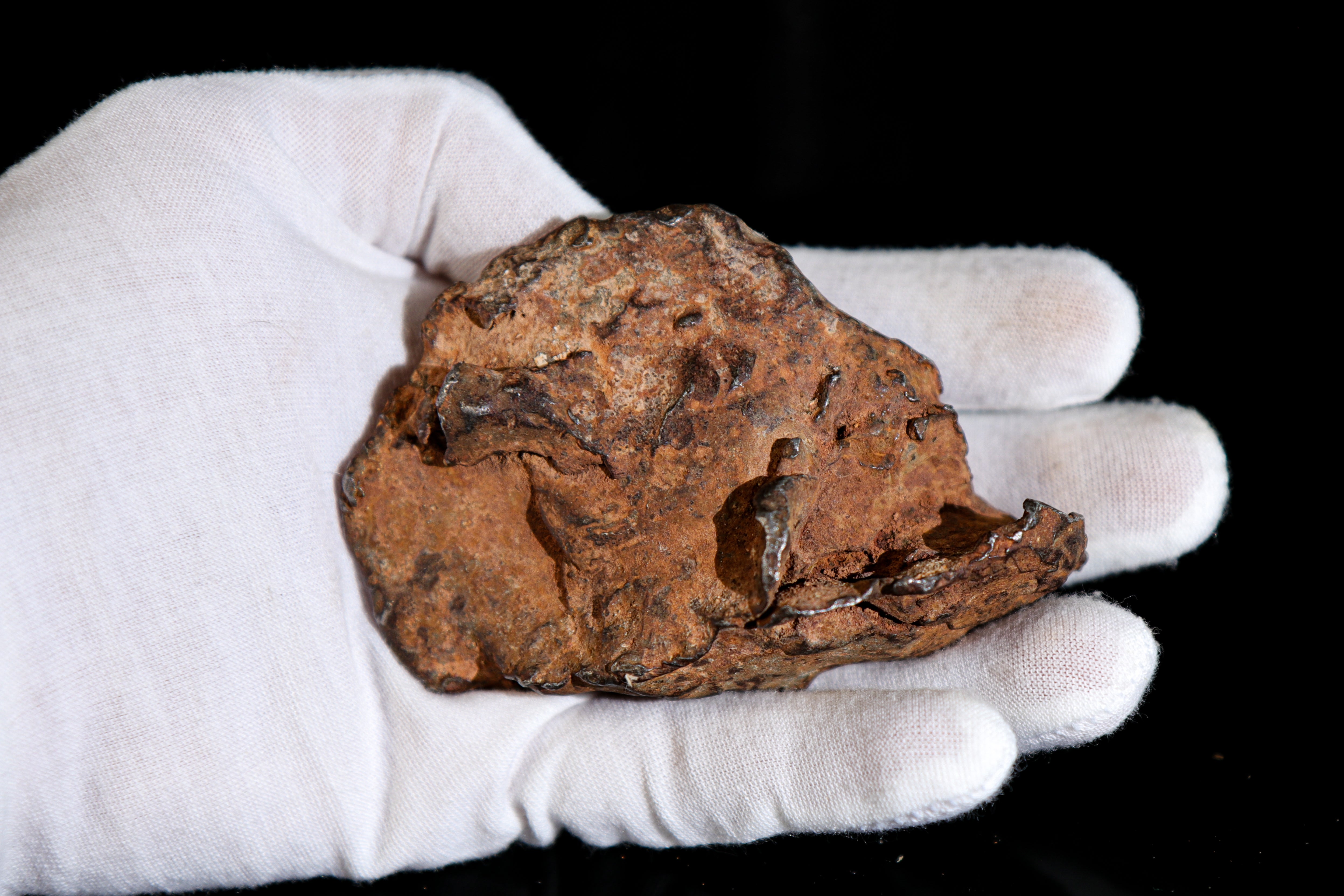 Gebel Kamil Meteorite with Desert Scorched Sienna Patina and Amazing Shear Lines  - 707.1 grams